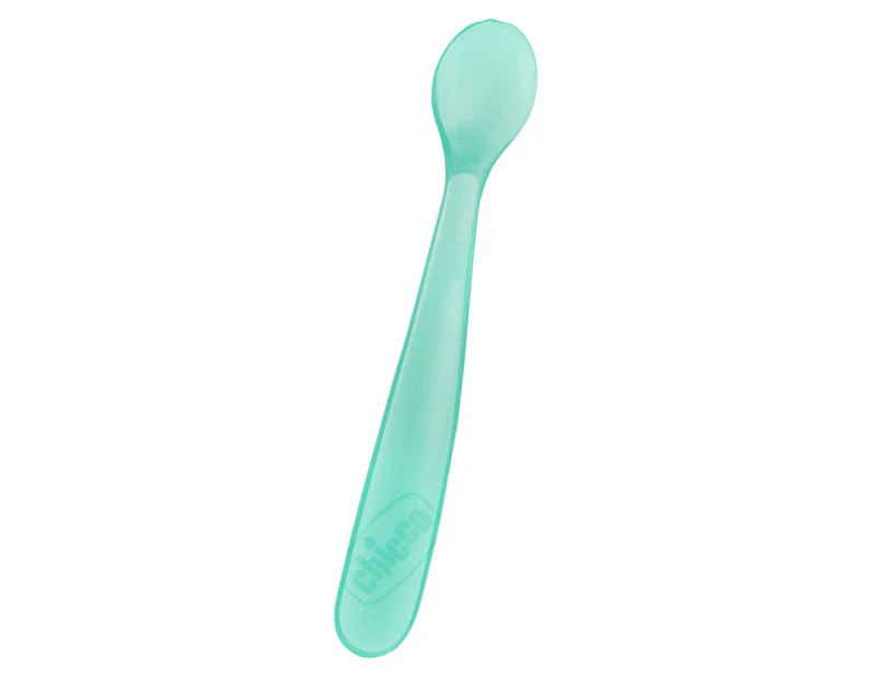 2pc Chicco Nursing Soft Silicone Spoon w/ Long Handle Baby Feeding 6m+ Blue
