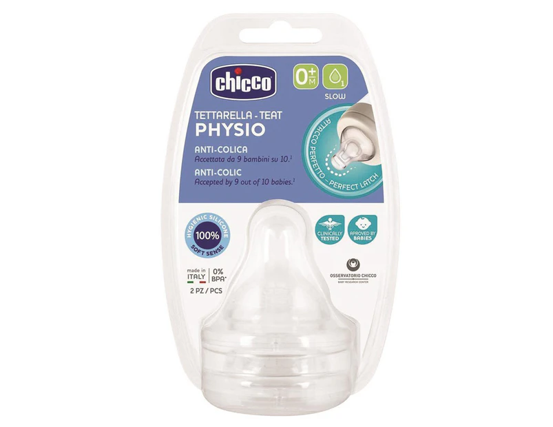 2pc Chicco Nursing Perfect5 Slow Flow Silicone Teat Baby/Toddler Feeding 0m+