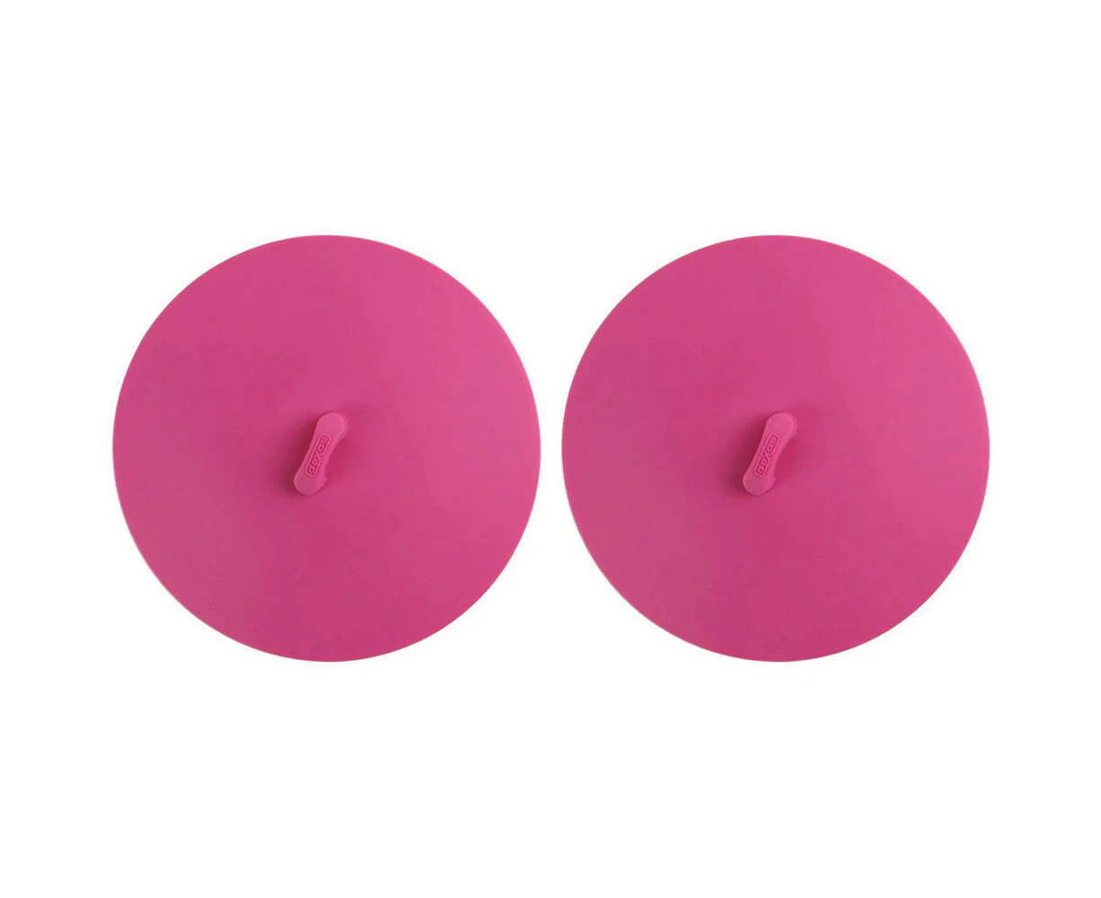 2x Dexas 20cm Suction Lid Kitchen Food Storage Bowl/Pot Cover Round Medium Pink