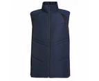 Active Puffer Vest Vegan Down-Free Quilted Stretchy Side Panel - Navy Blue