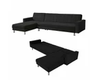 Foret 5 Seater Sofa Bed Modular Corner Lounge Recliner Chaise Couch Fabric Set 4 Colours - Full Black