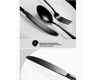 Cutlery Set Black 60 pcs Stainless Steel Knife Fork Spoon Stylish Teaspoon Kitchen
