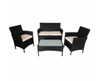 Elora 4pc Lounge Dining Set Outdoor Furniture Rattan Wicker Chair Table Garden Patio Balcony