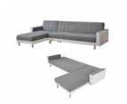 Foret 5 Seater Sofa Bed Modular Corner Lounge Recliner Chaise Couch Fabric Set 4 Colours - Grey&White