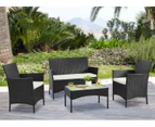 Elora 4pc Lounge Dining Set Outdoor Furniture Rattan Wicker Chair Table Garden Patio Balcony