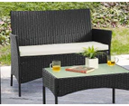 Elora 4pc Lounge Dining Set Outdoor Furniture Rattan Wicker Chair Table Garden Patio Balcony