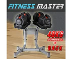 48kg Adjustable Dumbbell Set w Stand Home GYM Exercise Equipment Weights