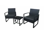 3pc Lounge Set Outdoor Furniture Rattan Wicker Chair Coffee Table Garden Patio Balcony