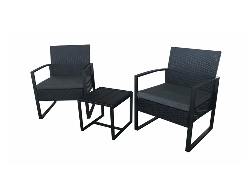 3pc Lounge Set Outdoor Furniture Rattan Wicker Chair Coffee Table Garden Patio Balcony