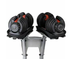 48kg Adjustable Dumbbell Set w Stand Home GYM Exercise Equipment Weights