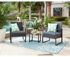 3pc Lounge Set Outdoor Furniture Rattan Wicker Chair Coffee Table Garden Patio Balcony