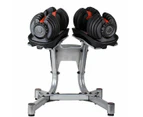 48kg Adjustable Dumbbell Set w Stand Home GYM Exercise Equipment Weights