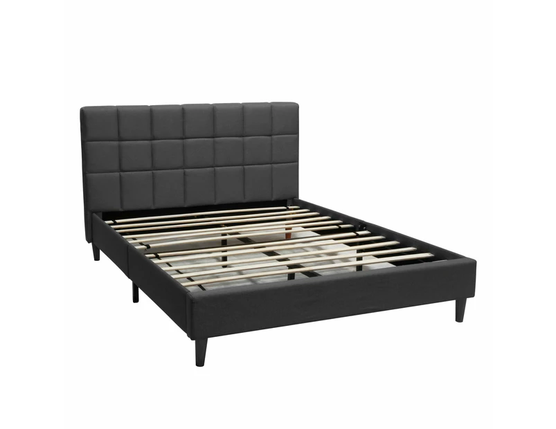 Foret Grey Bed Frame King Size Fabric Bedroom Furniture Wooden Base