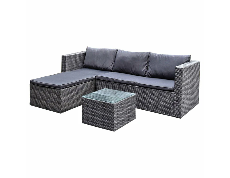 3pc Lounge Set Outdoor Sofa Furniture Rattan Wicker Chair Sofa