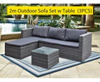 3pc Lounge Set Outdoor Sofa Furniture Rattan Wicker Chair Sofa