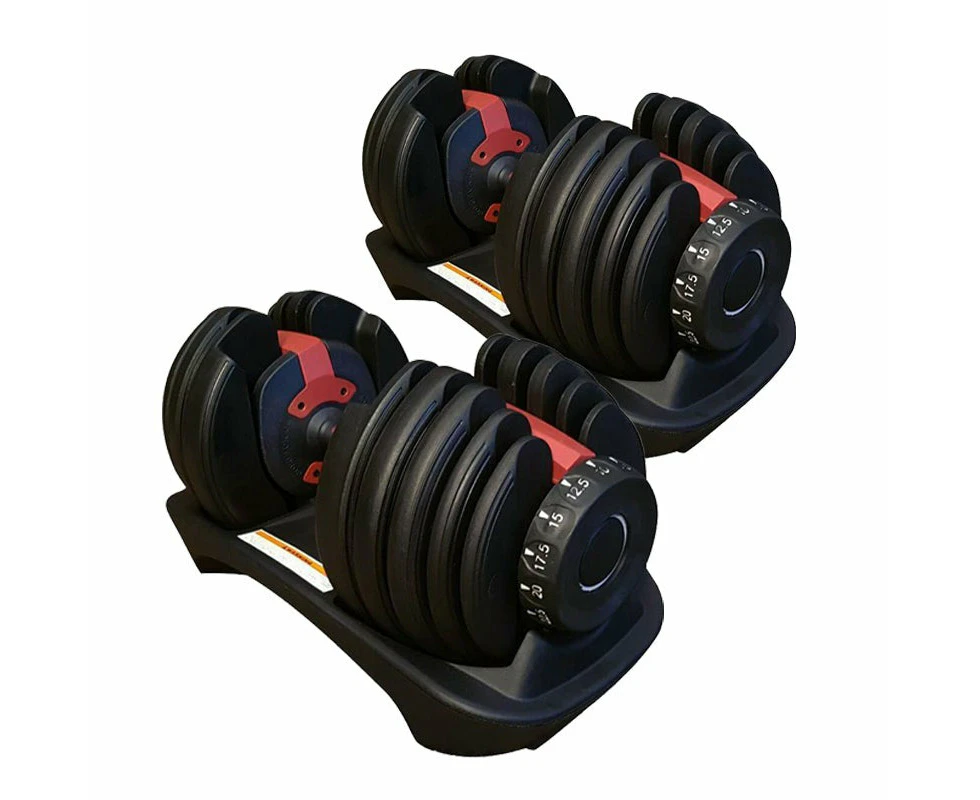 48kg Adjustable Dumbbell Set Home GYM Exercise Equipment Weight 2x 24kg