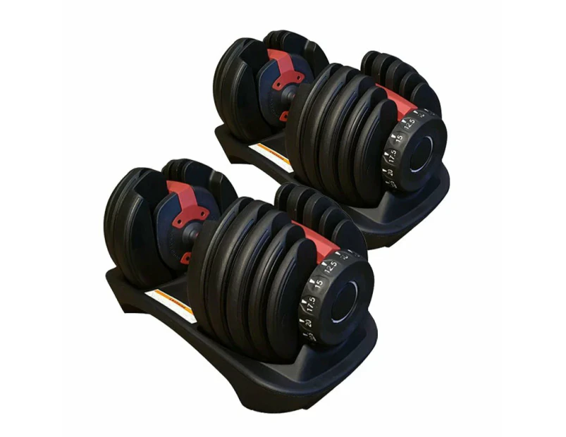 48kg Adjustable Dumbbell Set Home GYM Exercise Equipment Weight 2x 24kg