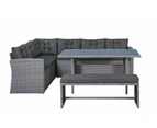 4pc Corner Lounge Set Outdoor Furniture Rattan Wicker Chair Sofa Table Garden Patio