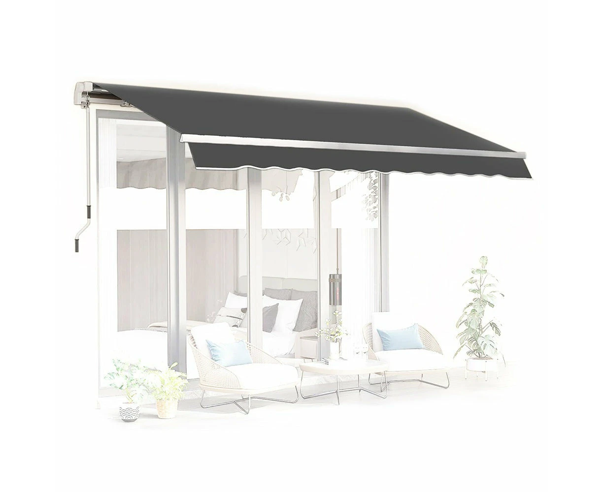 Elora Retractable Outdoor Awning Sunshade Folding Arm Hand Crank 3x2.5m Grey