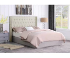 Foret Bed Head Double Size Headboard Bedhead Frame Base Stud Tufted Fabric Cream