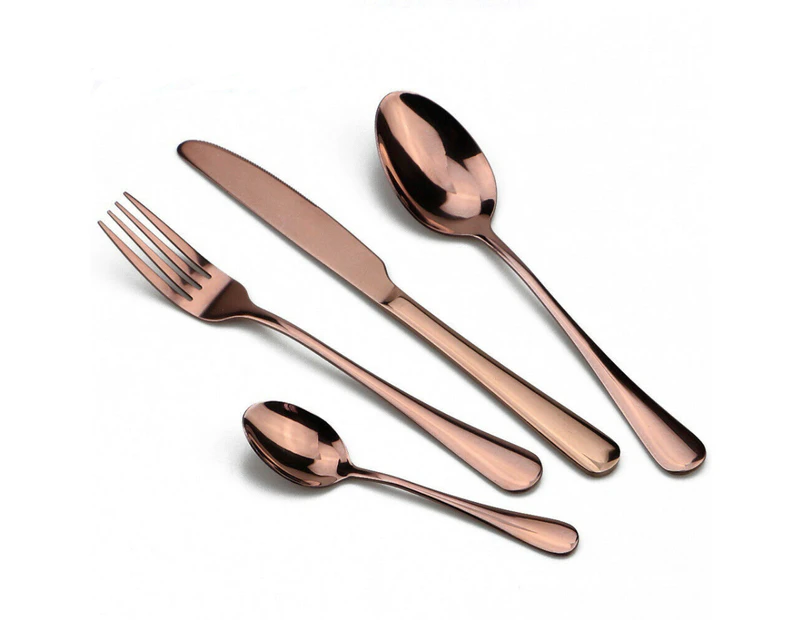 Cutlery Set Rose Gold 16 pcs Stainless Steel Knife Fork Spoon Stylish Teaspoon Kitchen