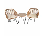 3pc Lounge Set Outdoor Furniture Rattan Wicker Chair Table Garden Patio Balcony