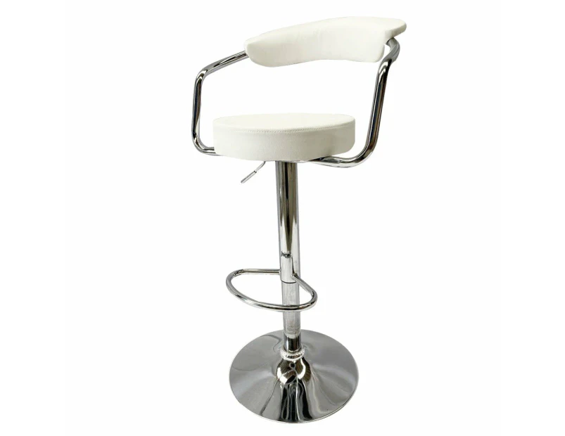 Foret Barstools 2x Bar Stools Gas Lift Swivel Stool Chairs Kitchen PU Leather Wh