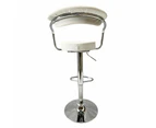 Foret Barstools 2x Bar Stools Gas Lift Swivel Stool Chairs Kitchen PU Leather Wh