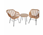 3pc Lounge Set Outdoor Furniture Rattan Wicker Chair Table Garden Patio Balcony