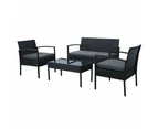 4pc Lounge Dining Set Outdoor Furniture Rattan Wicker Chair Table Garden Patio Balcony