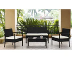 4pc Lounge Dining Set Outdoor Furniture Rattan Wicker Chair Table Garden Patio Balcony