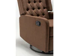 Foret 1 Seater Armchair Lounge Recliner Swivel Chair Footrest Sofa Fabric Brown Studs
