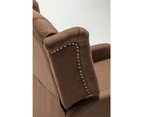 Foret 1 Seater Armchair Lounge Recliner Swivel Chair Footrest Sofa Fabric Brown Studs