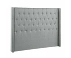 Foret Bed Head Double Size Headboard Bedhead Frame Base Stud Tufted Fabric Grey