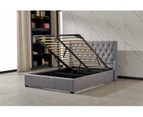 Foret Bed Frame Queen Gas Lift Storage Base Bedroom Furniture Fabric Grey Gray