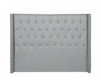 Foret Bed Head Queen Size Headboard Bedhead Frame Base Stud Tufted Fabric Grey