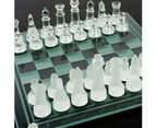 Glass Chess Set Extra Large 35 x 35 cm Board Elegant Clear Frosted Game Set
