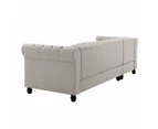 Foret 4 Seater Sofa L Shape Lounge Couch Ottoman Studs Fabric Left Corner Beige Classic