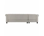 Foret 4 Seater Sofa L Shape Lounge Couch Ottoman Studs Fabric Left Corner Beige Classic