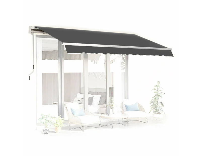 Elora Retractable Outdoor Awning Sunshade Folding Arm Hand Crank 4x2.5m Grey