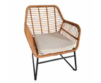 4pc Lounge Set Outdoor Furniture Rattan Wicker Chair Sofa Table Garden Patio Balcony Beige / Grey Cushion