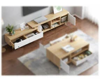 Foret TV Cabinet Stand Entertainment Unit Adjustable Storage Shelf Wooden White