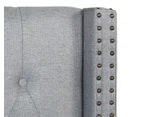 Foret Bed Head King Size Headboard Bedhead Frame Base Stud Tufted Fabric Grey