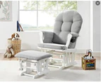 Foret 1 Seater Armchair Rocking Glider Chair Lounge Ottoman Footrest Fabric Grey Light 2pc Set