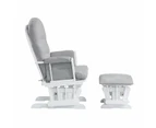 Foret 1 Seater Armchair Rocking Glider Chair Lounge Ottoman Footrest Fabric Grey Light 2pc Set