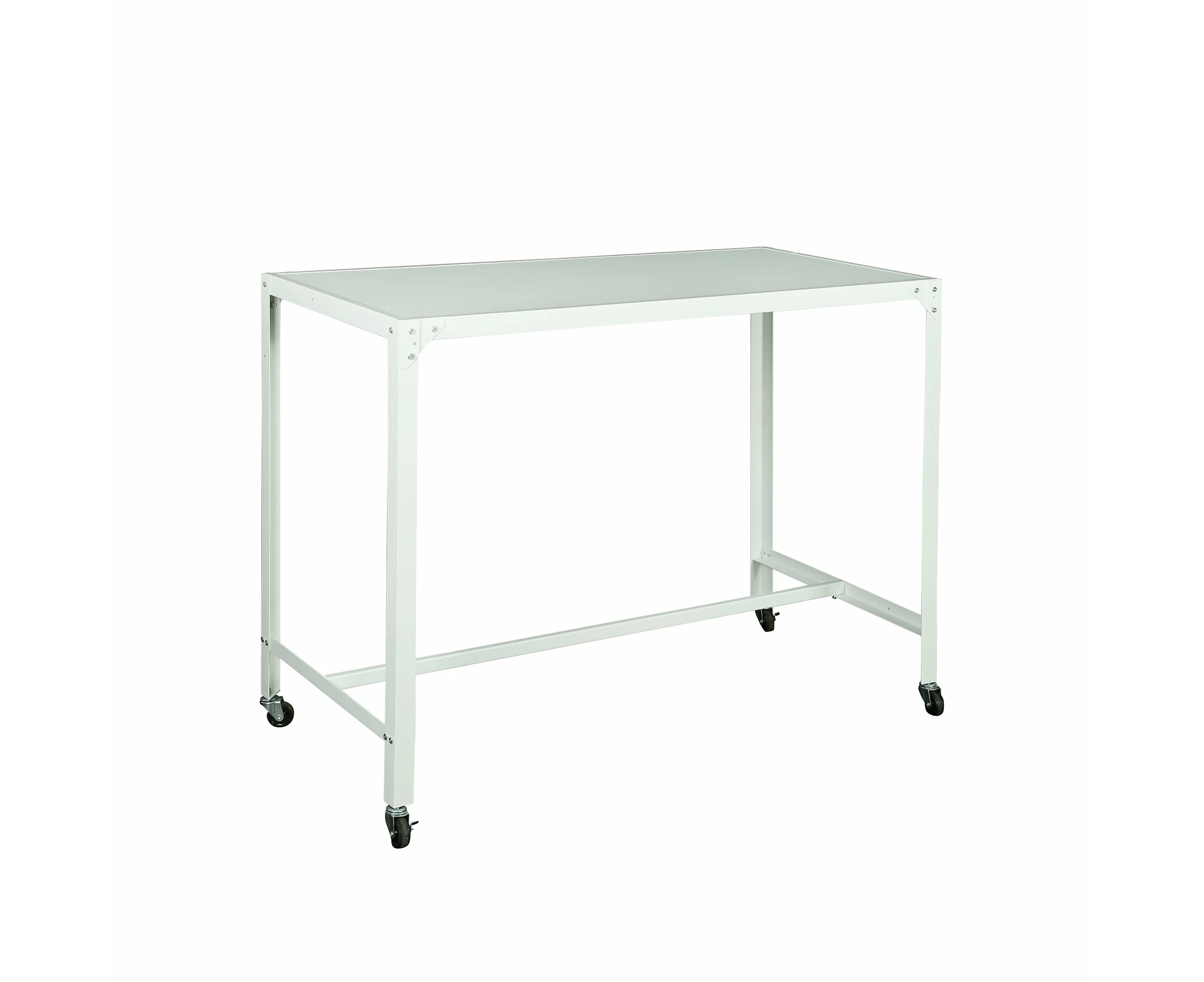 FORET Computer Desk Office PC Laptop Table Study Workstation Home White Metal