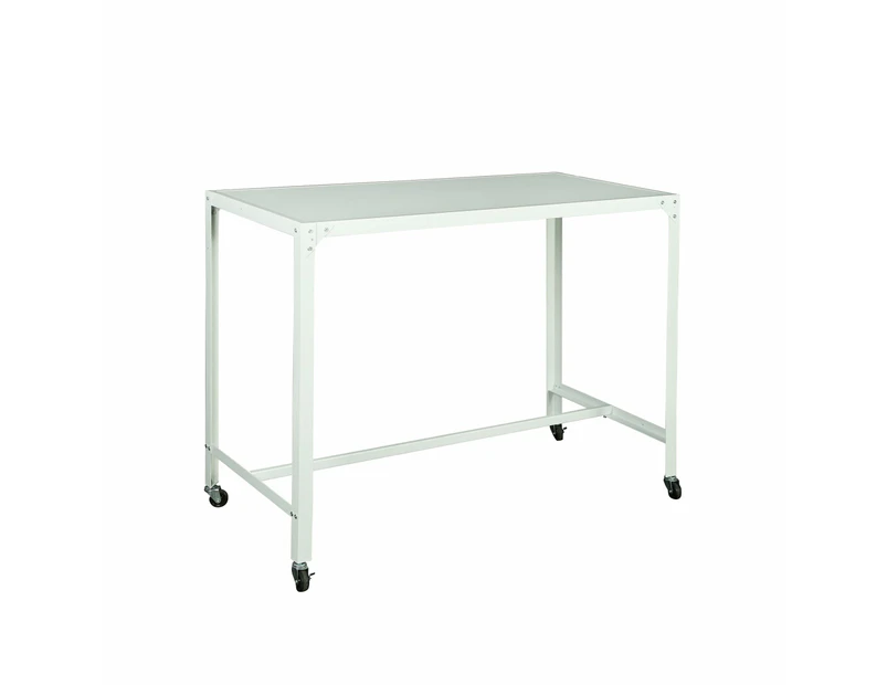 FORET Computer Desk Office PC Laptop Table Study Workstation Home White Metal