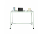 FORET Computer Desk Office PC Laptop Table Study Workstation Home White Metal