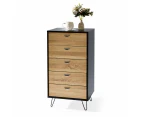 Foret Dresser Tallboy Lowboy Cabinet Bedroom Storage Chest 5 Drawers Wood Black