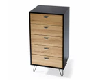 Foret Dresser Tallboy Lowboy Cabinet Bedroom Storage Chest 5 Drawers Wood Black